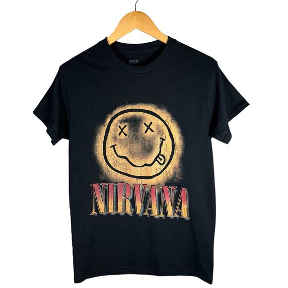 Nirvana Official Merch Drippy Smiley T-shirt Men’s S - Rock Band Music Goth Punk - Picture 1 of 12